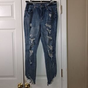 Rue21 High Rise Ankle Super Distressed Jeggings Sz 6